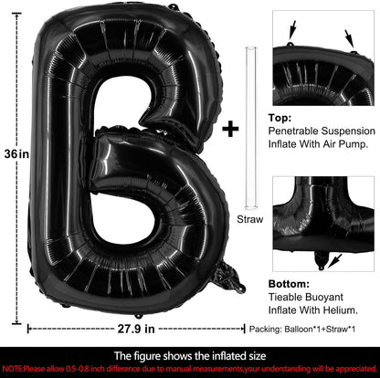 Lovoir 40 Inch Large Black Letter A Balloons Big Size Jumbo Mylar Foil Helium Balloon for Birthday Party Celebration Decorations Alphabet Black A