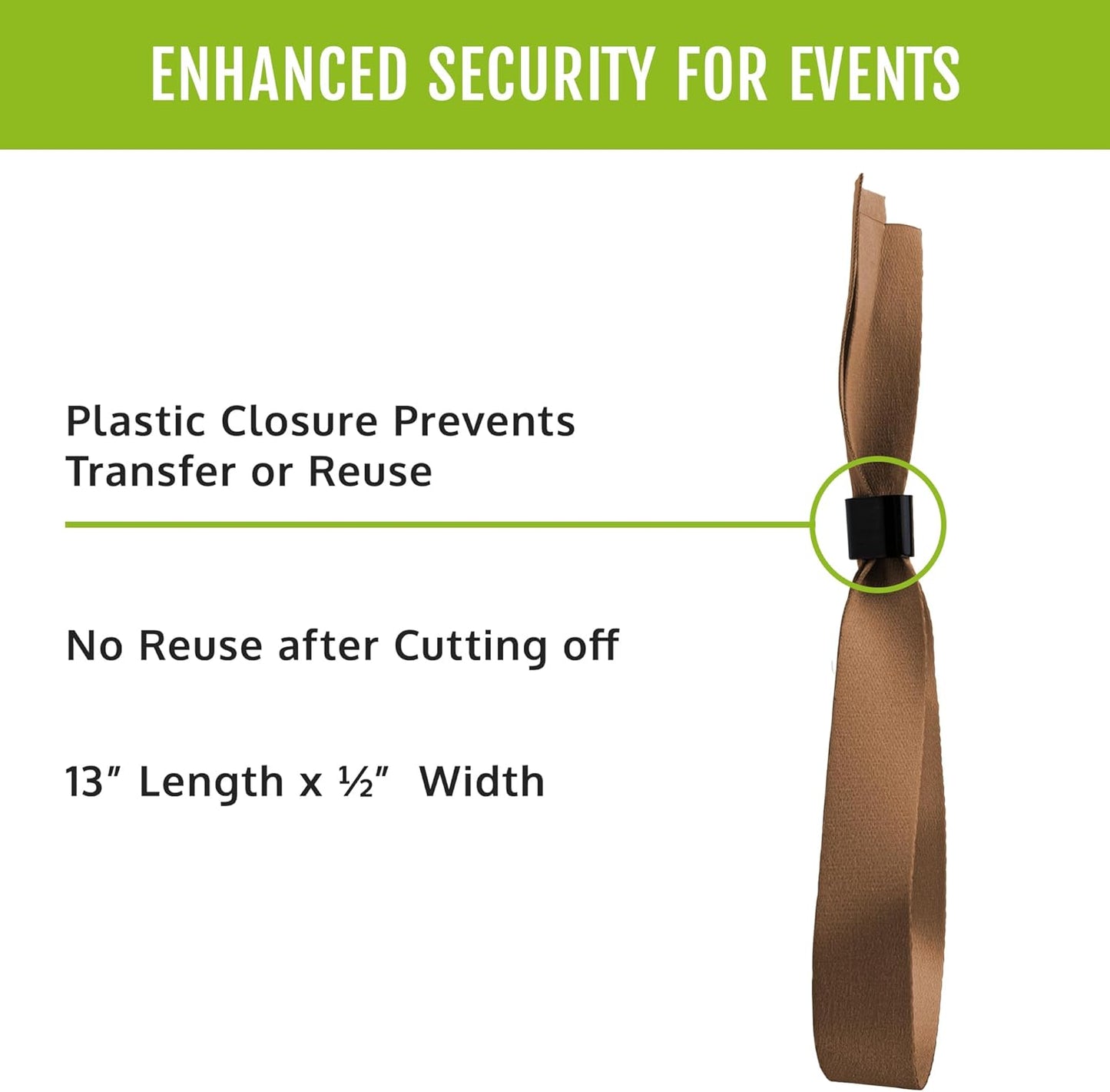 Wristco 100 Blue Cloth Event Wristbands – Plastic Closure to Prevent Transfer or Reuse – Premium-Grade Fabric Bracelets for Party Entry, Summer Camp, VIP Identification, Drink Ticket ID