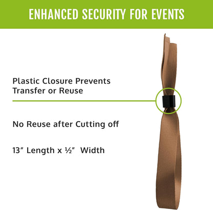 Wristco 100 Blue Cloth Event Wristbands – Plastic Closure to Prevent Transfer or Reuse – Premium-Grade Fabric Bracelets for Party Entry, Summer Camp, VIP Identification, Drink Ticket ID
