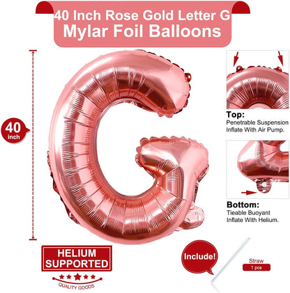 Lovoir 40 Inch Large Rose Gold Letter A Balloons Big Size Jumbo Mylar Foil Helium Balloon for Birthday Party Celebration Decorations Alphabet Rose Gold A
