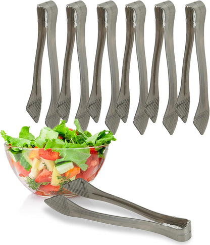 PARTY BARGAINS 8.5″ Clear Plastic Serving Tongs 12-Pack – Heavy-Duty Disposable & Reusable Kitchen Tongs for Parties BBQ Buffet Salad Appetizers Catering