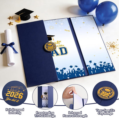 Graduation Guest Book 2026, Blue Gold Graduation Decorations Class of 2026 Graduates Sign in Book Signature Board Congrats Grad Decor Party Supplies, High School College Graduations Gifts for Her Him