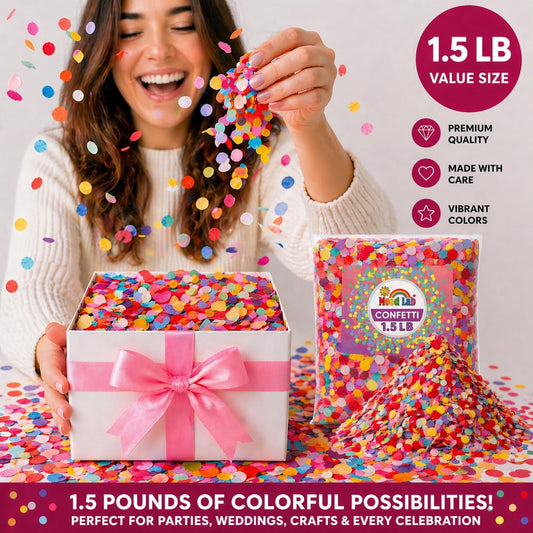 Mood Lab Multicolor Confetti - Mexican Colorful Party Confetti - 1.5 LBs/680 grams - Round Tissue Confetti