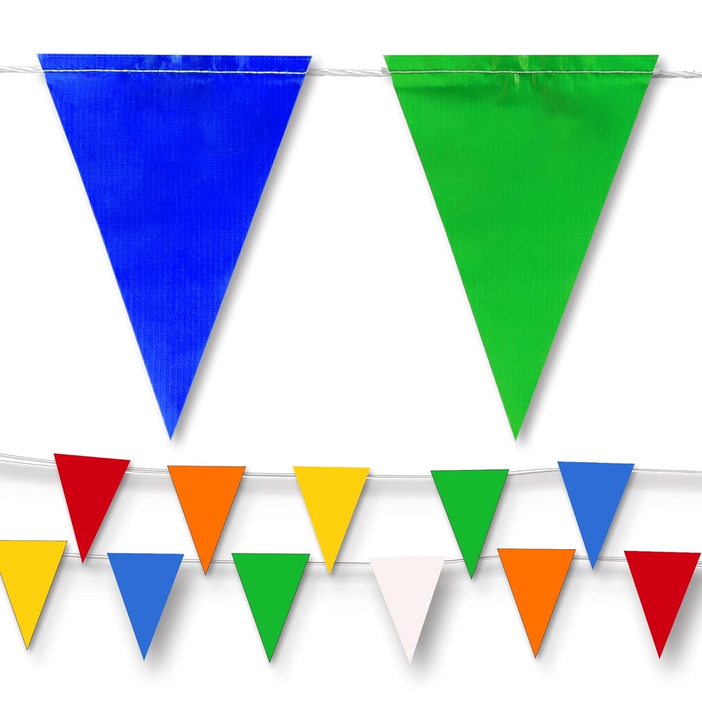 Black & White Pennant Banner Flags | Heavy-Duty Outdoor | OSHA 500lb Rated | Strand Fade Resistant 【102FT】