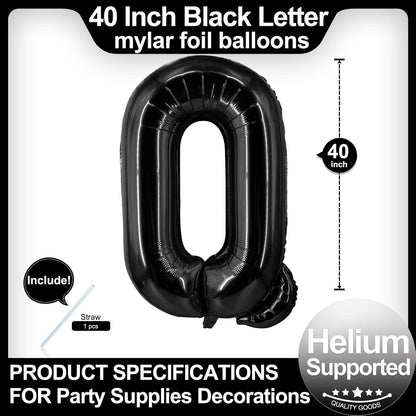 40 Inch Black Letter A Balloons, DIY Phrase Foil Alphabet Letter A Balloons DIY Word A Banner for Birthday Anniversary Celebration Graduation Party Supplies Decoration