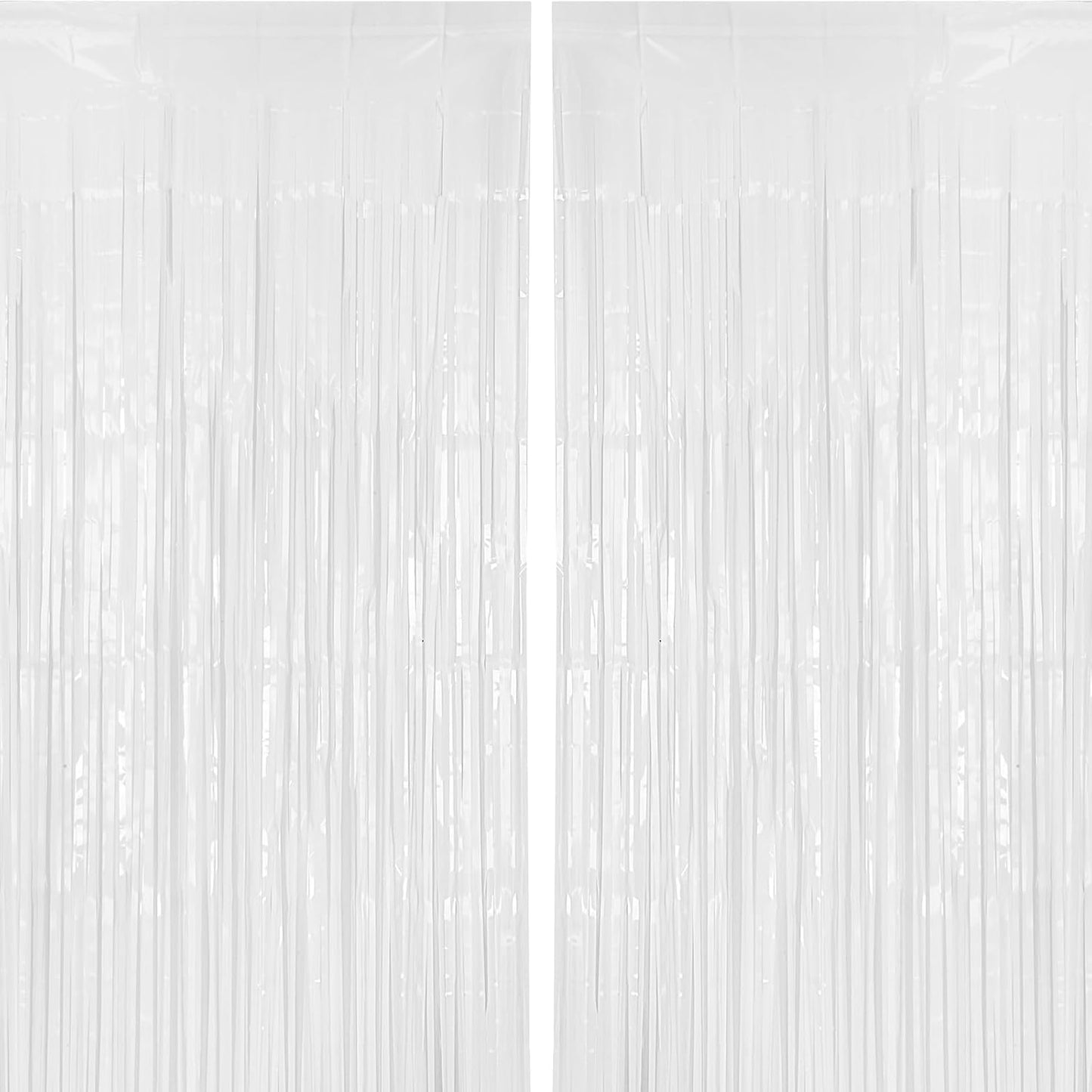 2 Pack 3.2ft x 8.2ft Silver Metallic Tinsel Foil Fringe Curtains, Door Streamer Photo Booth Backdrop for Birthday Graduation Engagement Bridal Shower Bachelorette Baby Shower Party Decorations