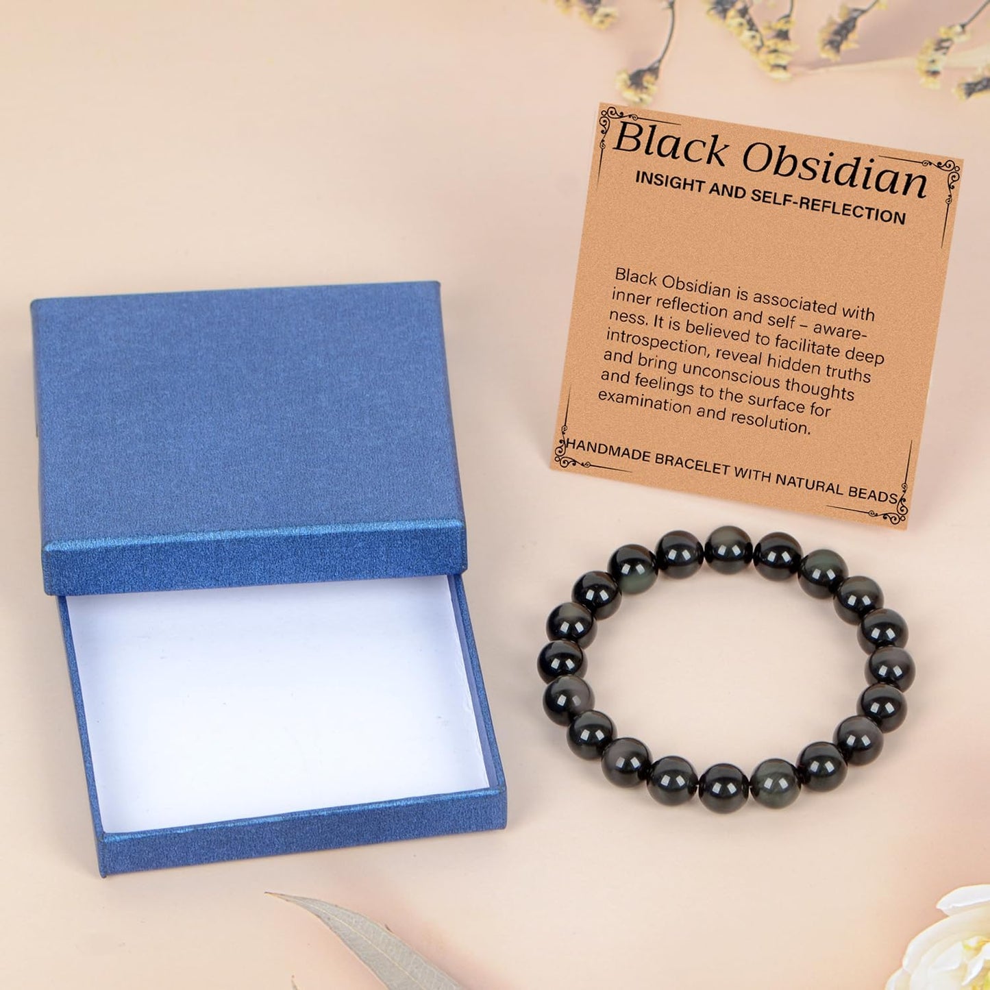 LPBeads Handmade Natural Gemstone Stretch Elastic Bracelet Healing Crystal Round Stone Beads Jewelry Gifts for Women Men