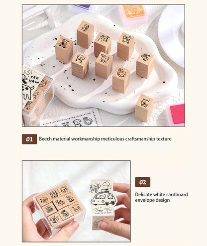 25pcs Mood Expression Wooden Rubber Stamps Kit, Cute Small Emoticon Theme Stamps for Decorative Diary Planner DIY Craft Scrapbook Card Making Letters Journal