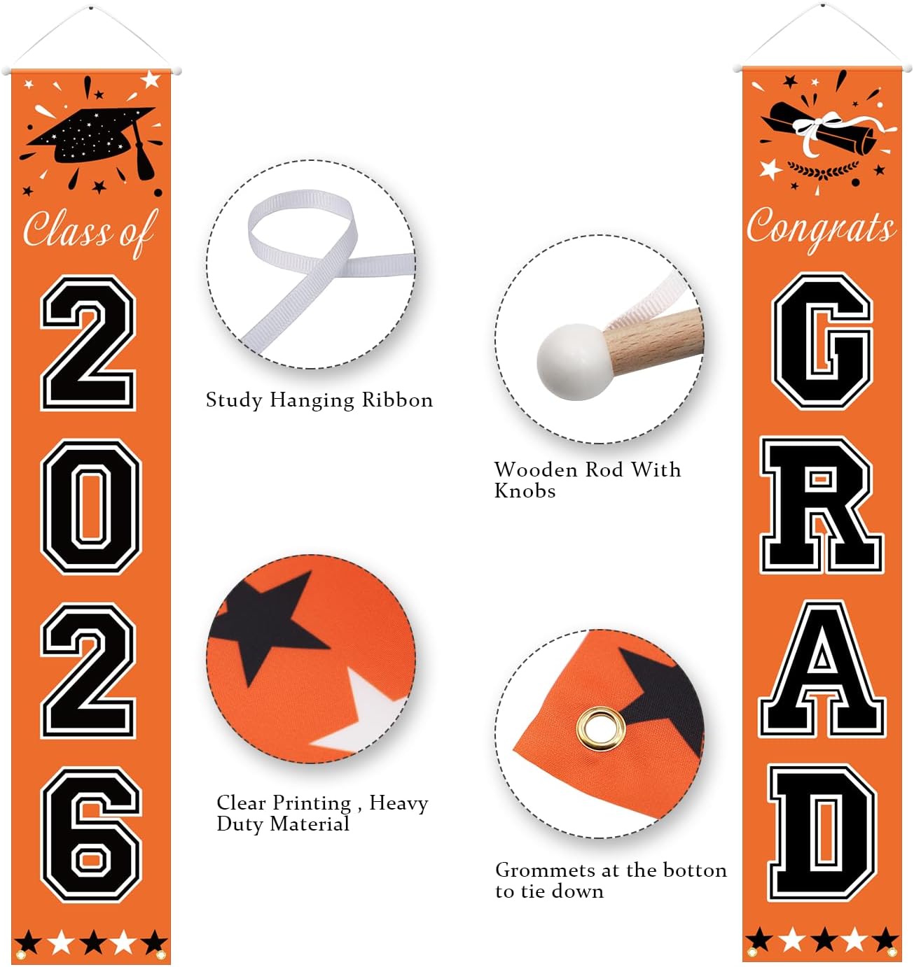 DAZONGE 2026 Graduation Decorations Blue, Congrats Grad Porch Banner for Any Schools or Grades 2026 Graduation Party Decorations