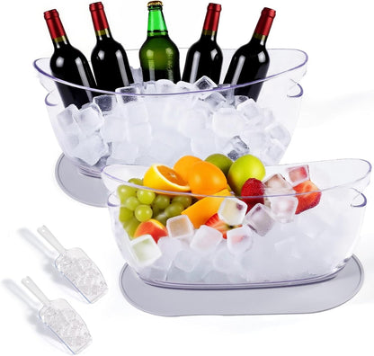 Ice Bucket，Upgraded Beverage Tub with Anti Condensation Silicone Pad and Ice Scoop Set，5.5L Ice Tub，Party Cooler，Mimosa Bar Supplies