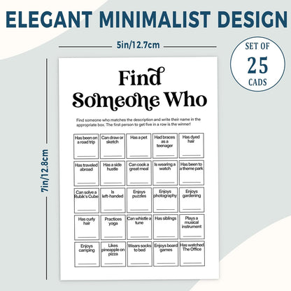 Team Building Games for Work Adults – Find Someone Who Bingo Game, 25 Unique Human Bingo Cards 5x7 Inch, Ice Breaker & Office Games for Parties, Meetings & Events - A05