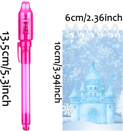 Frozen party favors |12 invisible ink pen and 12 mini Notepads| Frozen party Goodie Bag Stuffers, Classroom Prizes, party supplies