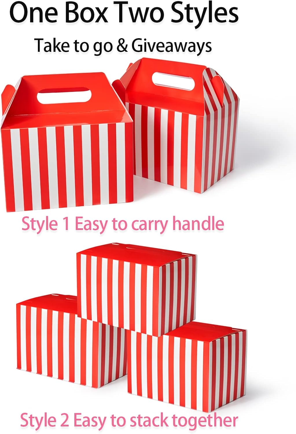 Happyhiram 30 CT Large Welcome Boxes with Handles White, 9x6x6 Gable Gift Easter Boxes Cardboard Paper Party Favor Boxes Barn Style Carry Out Box Recyclable Paper Gift Packaging Boxes for Food Box Lunch Cookies Donuts Baby Shower Bridal Shower Wedding