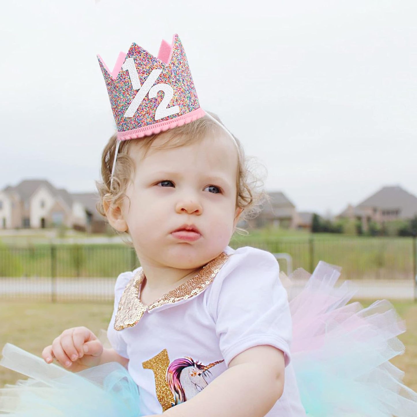 Rainbow Crown - 4th Birthday Party Glitter Crown, Kids Birthday Hats, Baby Photo Props, Little Girls Hair Accessories