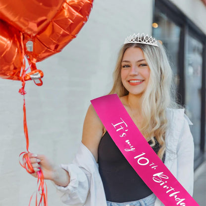CAVETEE Silver Birthday Crown for Girls Birthday Decorations Birthday Gifts for Women and Girls