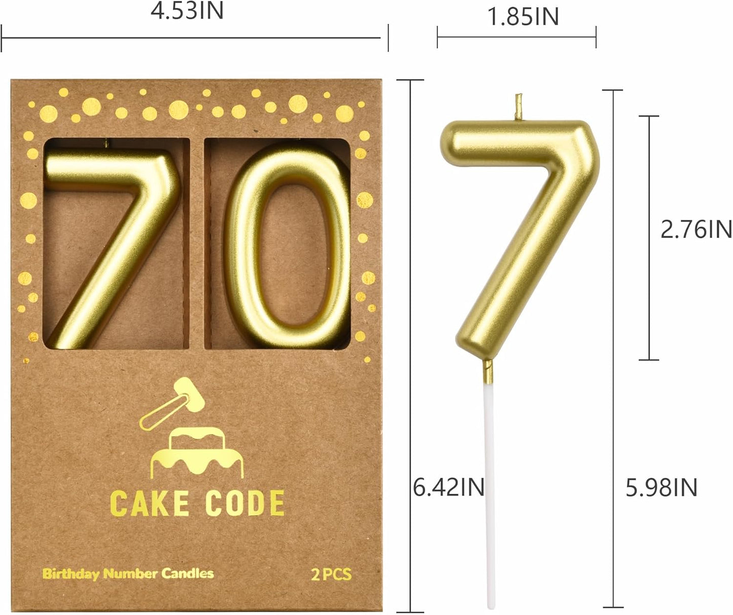 2.76 Inch Classical Gold 5 Number Birthday Candles, Gold Number Candles, Cake Number Candles, Party Celebration