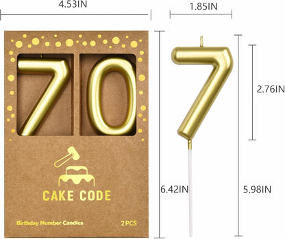 2.76 Inch Classical Gold 5 Number Birthday Candles, Gold Number Candles, Cake Number Candles, Party Celebration