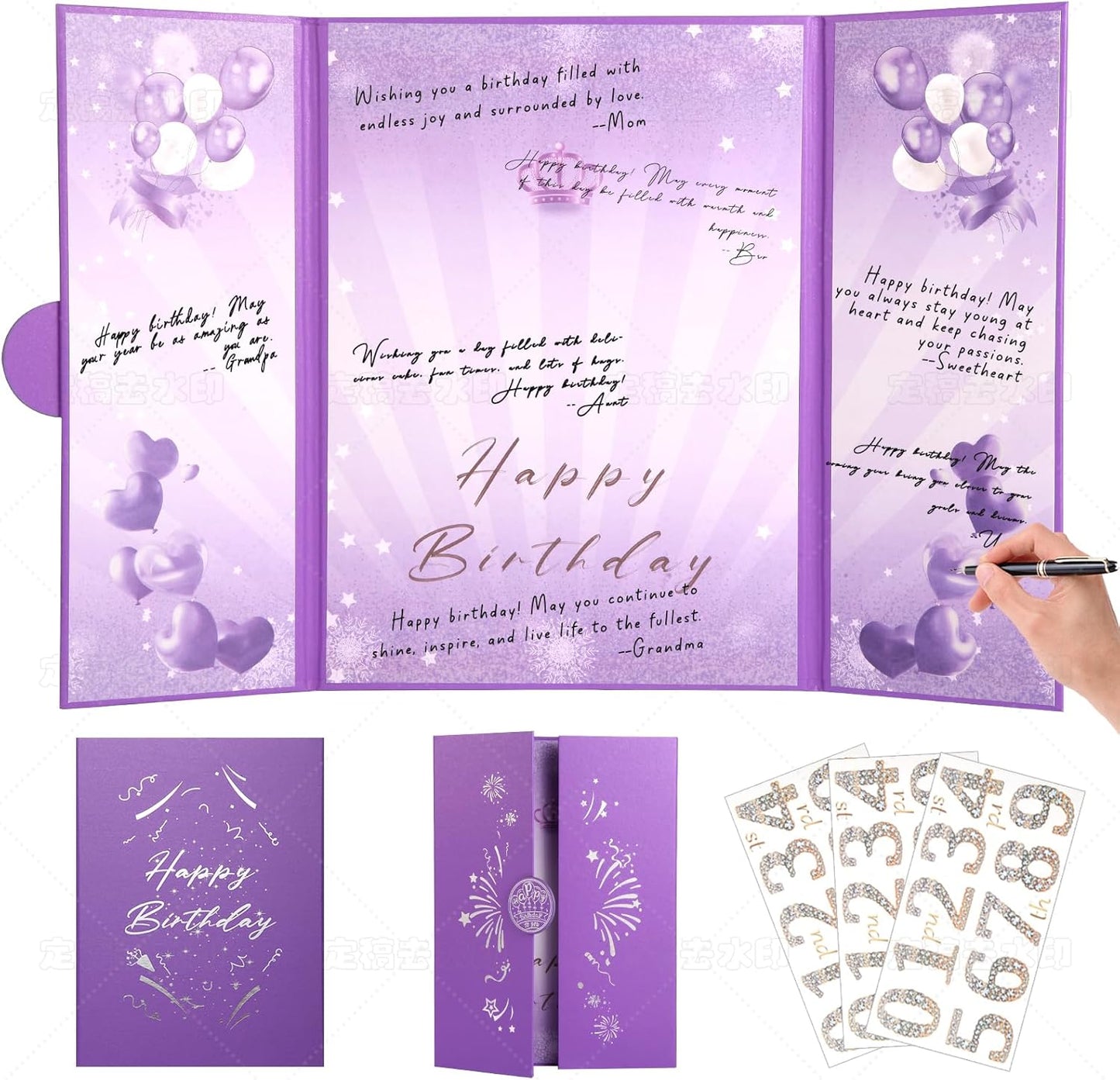 Rose Gold Birthday Party Decorations,18" x 12" Creative Birthday Decorations Guest Sign in Book Alternative, for Men and Women of All Ages, Happy Birthday Party Supplies