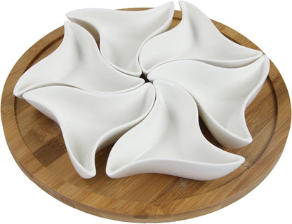 Elama Signature 12 1/4 Inch 6pc Lazy Susan Appetizer and Condiment Server Set