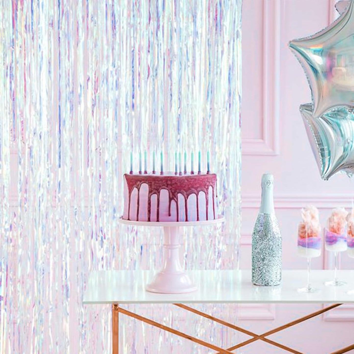 PartyWoo Silver Streamers 3pcs Tinsel Backdrop 8.2FT Metallic Tinsel Foil Fringe Streamer Curtains Party Photo Booth Backdrop for Graduation Baby Shower Bachelorette Wedding Disco Party Decorations