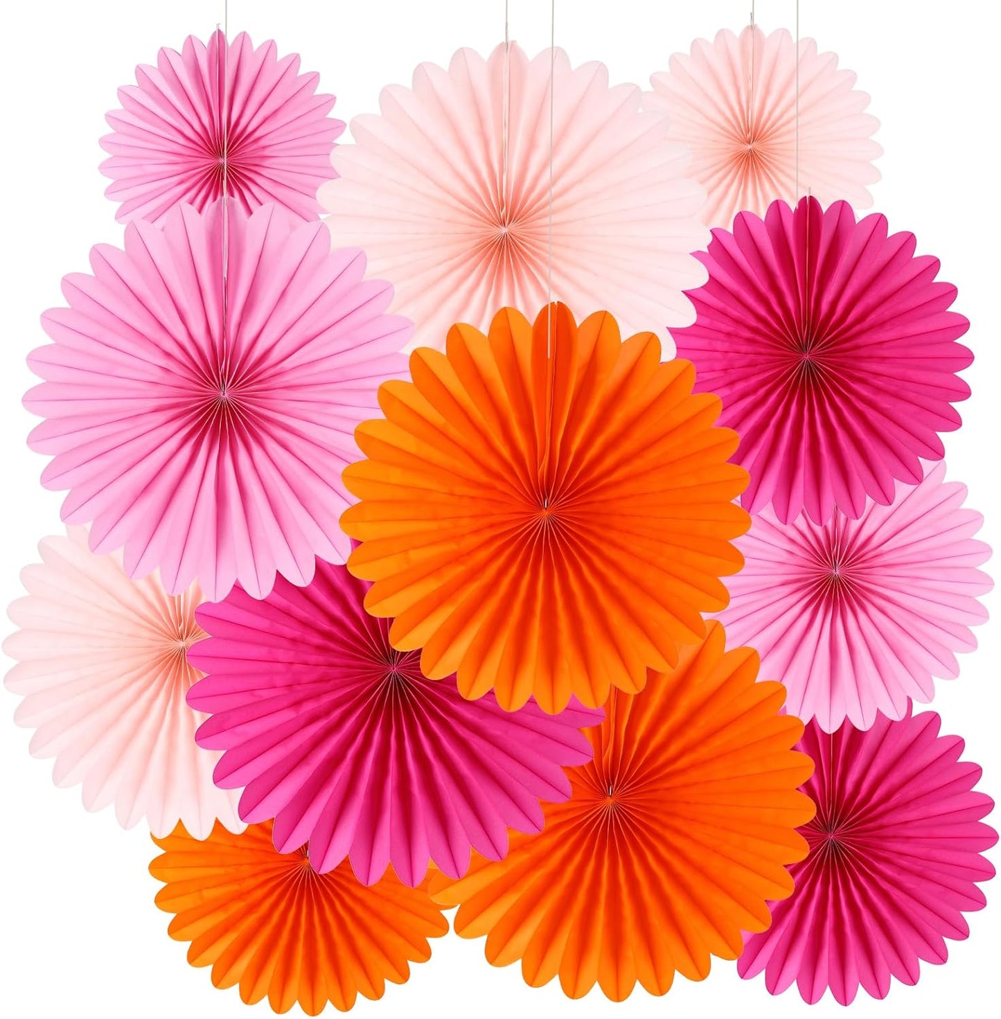 BestoFun 12PCS Paper Fans Hot Pink Party Decorations Tissue Paper Flowers Decorations Paper Fans Party Decorations for Girl Groovy Birthday Baby Shower Wedding Bachelorette Room Wall Hanging Décor