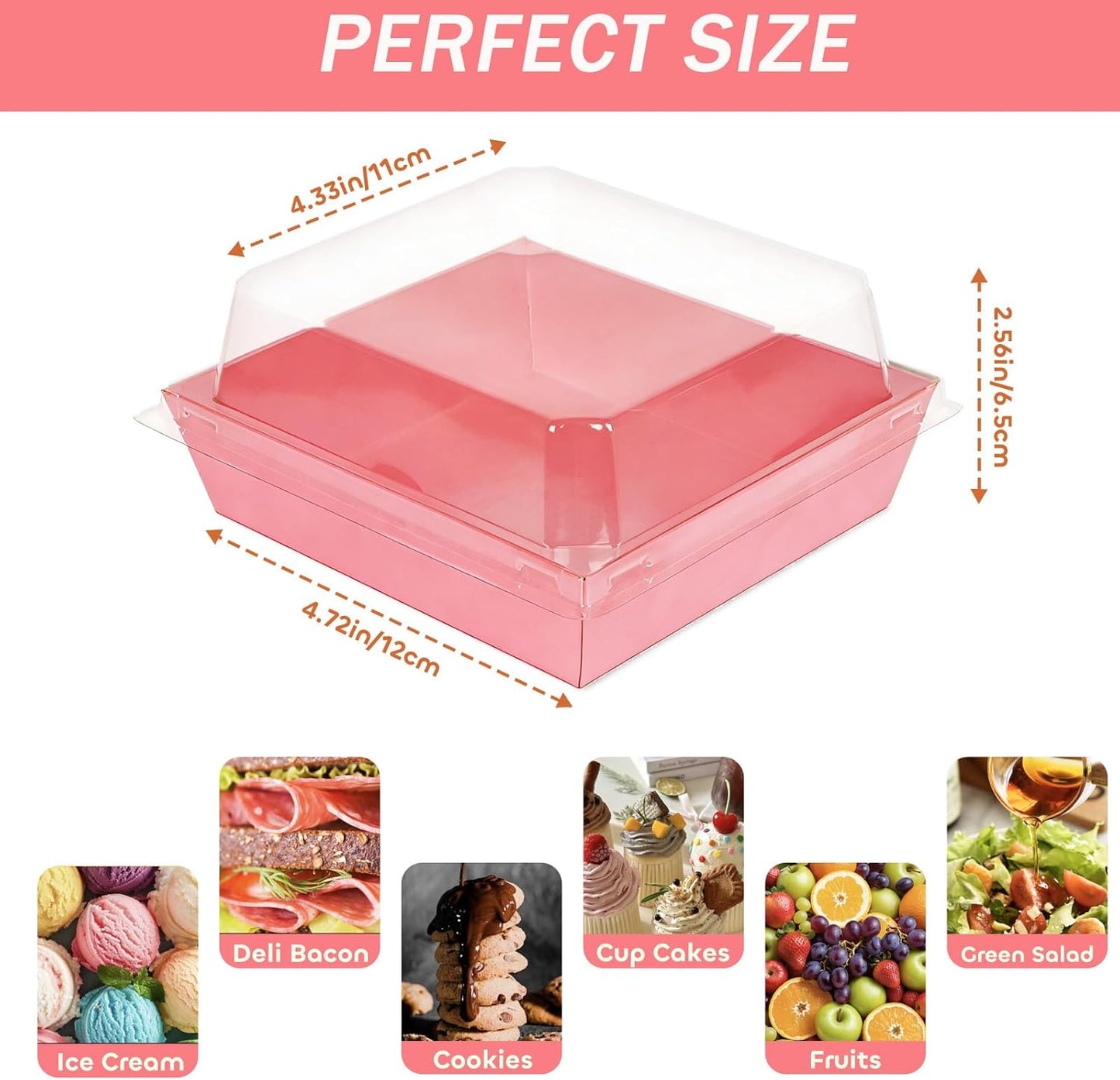 20Pcs Small Charcuterie Boxes with Clear Lids - Paper Mini Charcuterie Boxes To Go, Disposable Food Container with Lid, Dessert Boxes for Sandwich, Cookie, Sushi, Cake Slice, and Strawberries