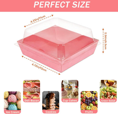 20Pcs Small Charcuterie Boxes with Clear Lids - Paper Mini Charcuterie Boxes To Go, Disposable Food Container with Lid, Dessert Boxes for Sandwich, Cookie, Sushi, Cake Slice, and Strawberries