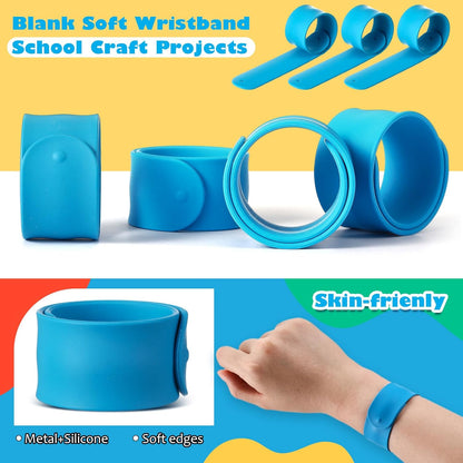 Vinsot 30 Pcs Silicone Slap Bracelets Gift for Kids DIY Slap Bands Party Favor Soft Blank Snap Wristbands Bulk for School Craft Project Painting Classroom Prizes Birthday Wedding