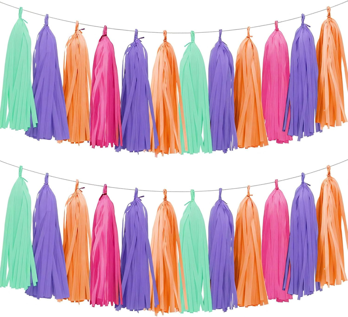 Tassel Garland Tissue Paper Tassel Banner,Tassels Party Decorations for Wedding,Birthday,Bridal/Baby Shower,Pack of 15 (Burgundy/Black/Silver)
