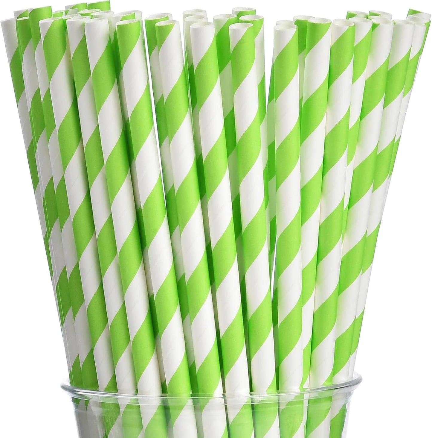 ALINK 100 White and Gold Striped Paper Straws, Biodegradable Disposable Drinking Straws for Birthday, Bridal/Baby Shower, Christmas, New Year, Party Decoration Supplies