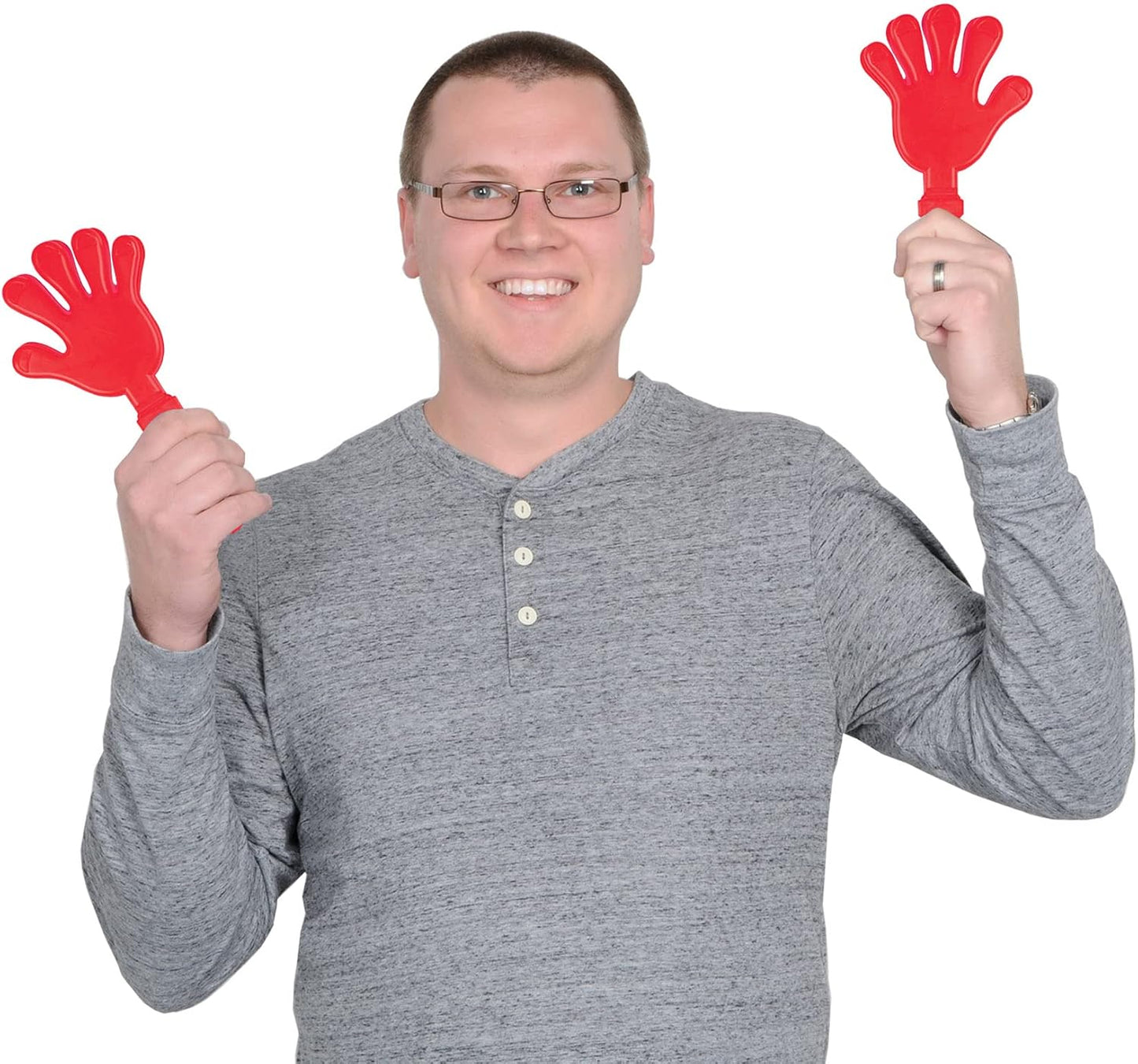 Beistle Red Hand Clappers – 12 Pack, Plastic Noisemakers for Parties, Sporting Events, Celebrations, and Team Spirit Gatherings, Fan Section Cheer Accessories, 7½"