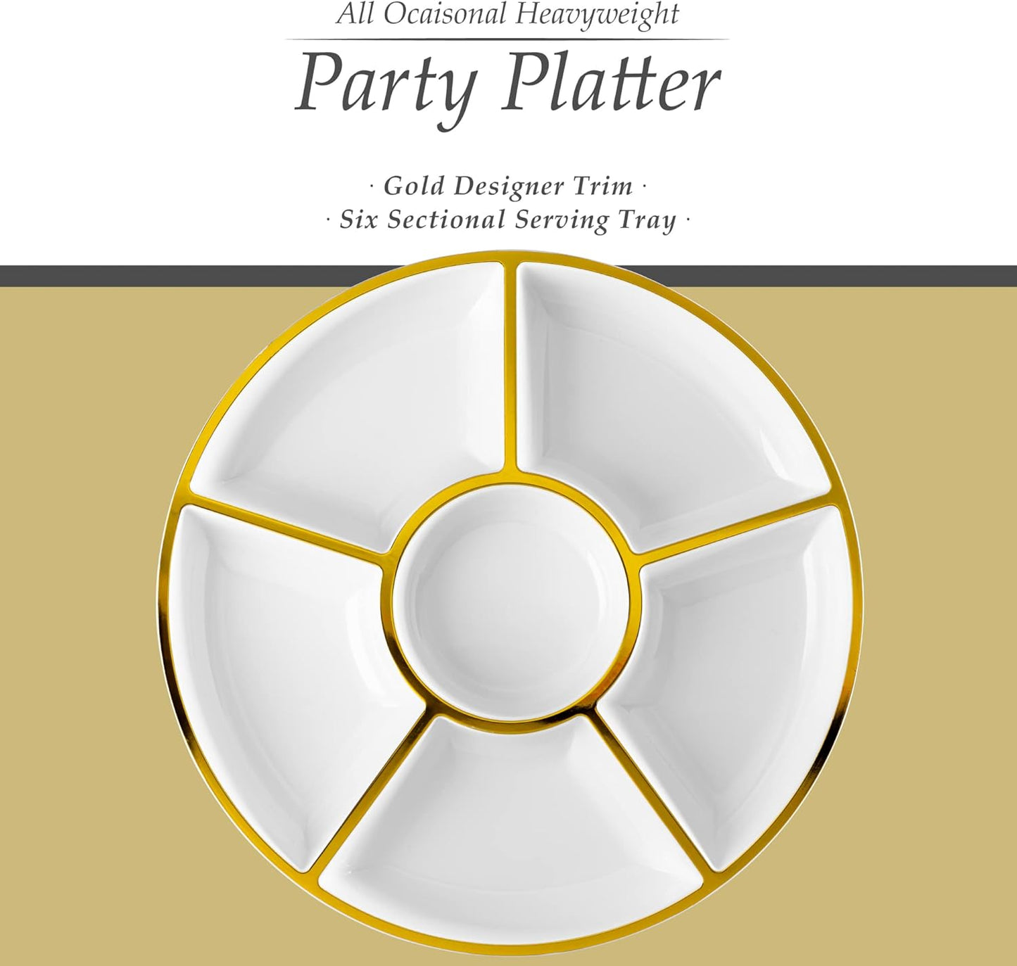 Plasticpro 6 Sectional Round Plastic Serving Tray/Platters Clear Pack of 2