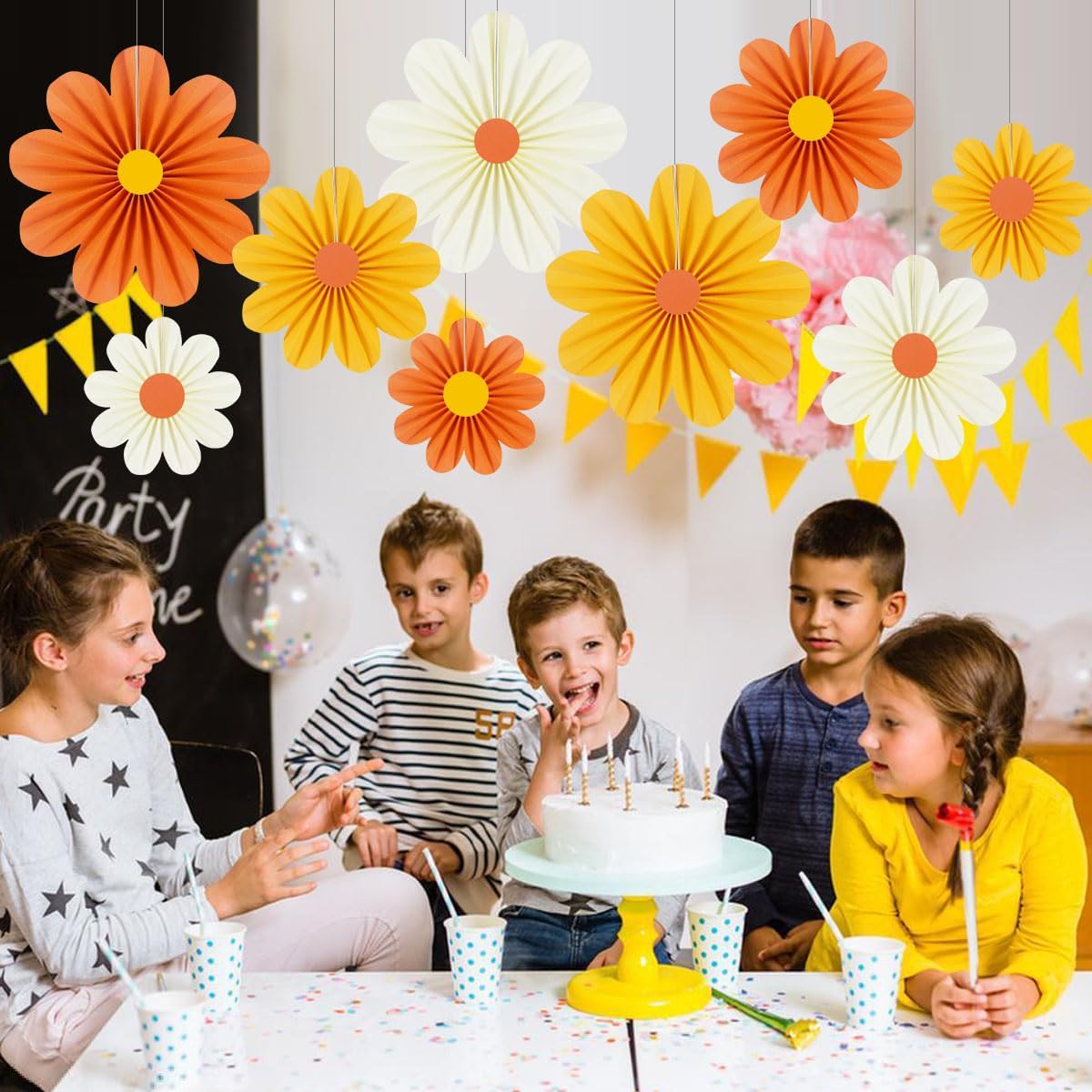 Party Hanging Paper Fans Decoration Set for Wedding Birthday Party Mother's Day Round Events Accessories Set of 8