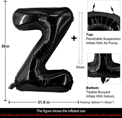Lovoir 40 Inch Large Black Letter A Balloons Big Size Jumbo Mylar Foil Helium Balloon for Birthday Party Celebration Decorations Alphabet Black A