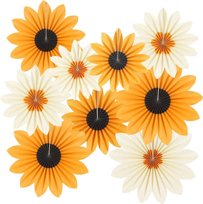 Party Hanging Paper Fans Decoration Set for Wedding Birthday Party Mother's Day Round Events Accessories Set of 8