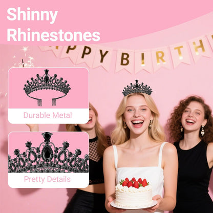 Tiara Crown for Women, Headband Hair Accessories for Birthday Wedding Party Costume Pink