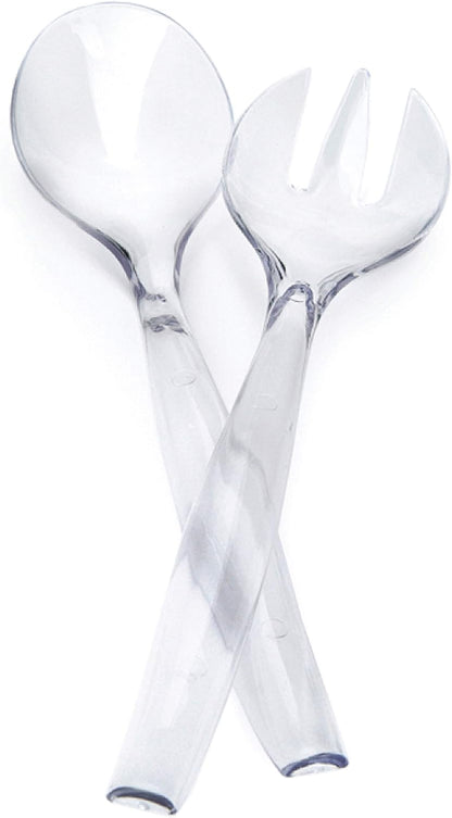 Plasticpro Disposable Plastic Serving Utensils Set of 4 Salad Spoons, And 4 Salad Forks, Clear Heavyweight
