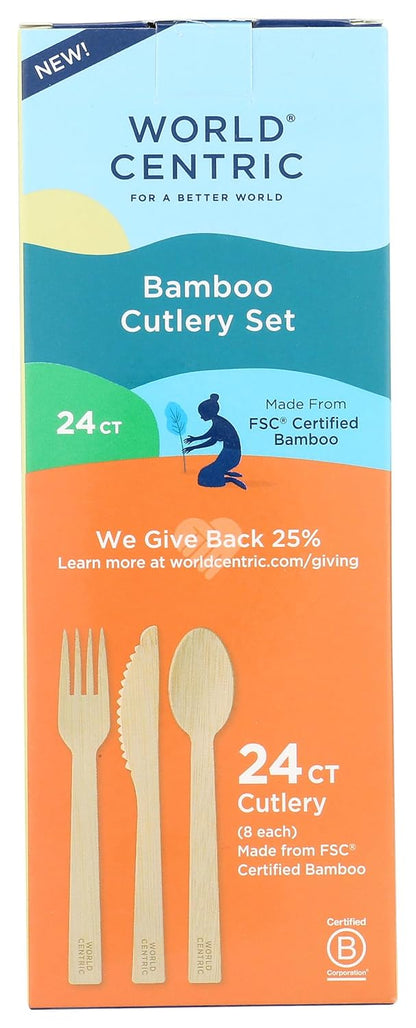 World Centric, Assorted Bamboo Cutlery, 24 Count