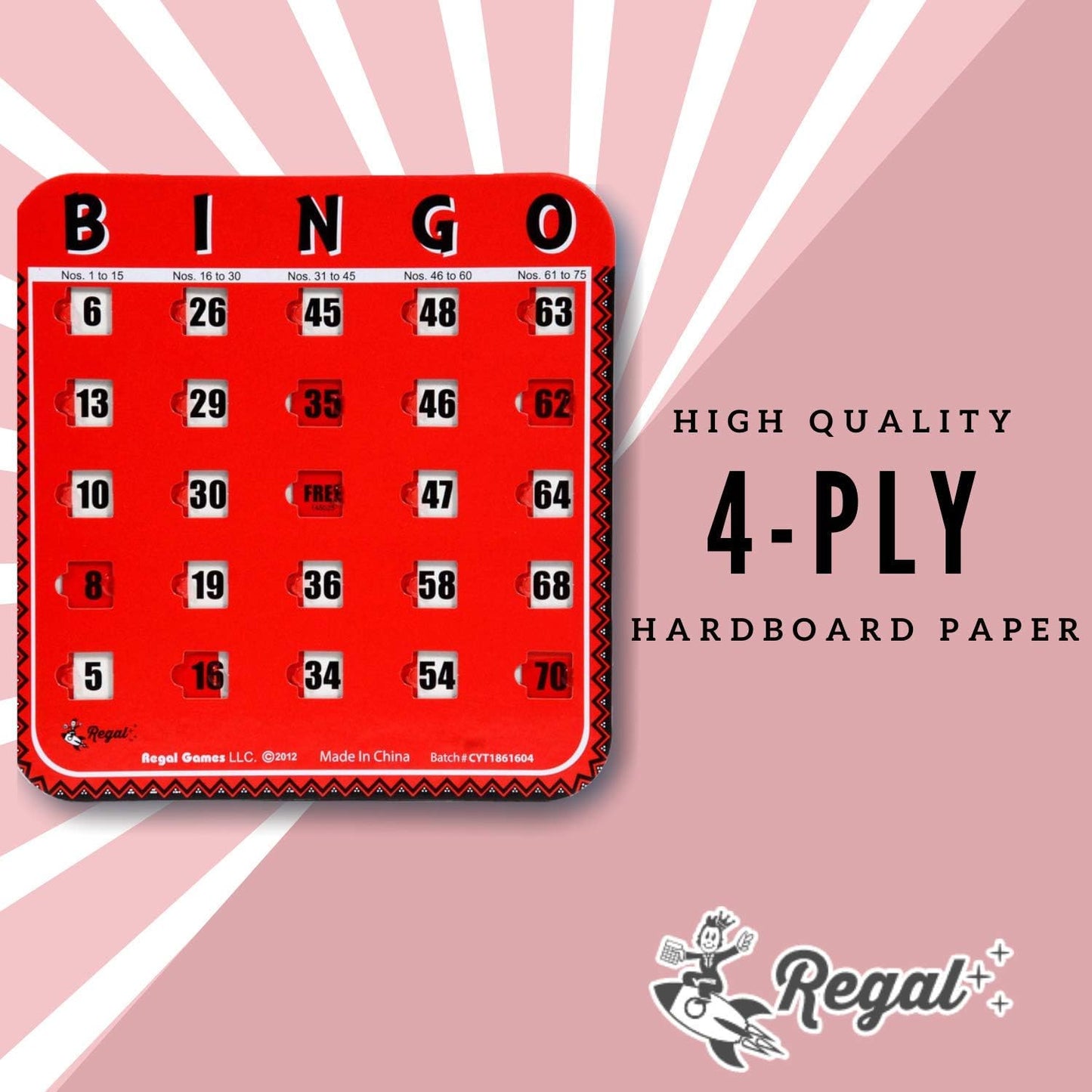 Regal Bingo Bulk Bingo Cards with Sliding Windows - Reusable Large Print Bingo Game Cards for Adults Large Group - 8 Pack, Yellow