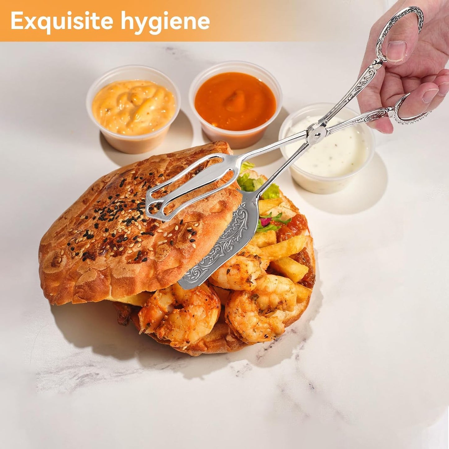 Gold Serving Tongs, Zinc Alloy Bread Clip Salad Pastry Food Tongs Lightweight Cake Astry Tong Kitchen Serving Clip for Serving Food Bread Cake, 23cm/9.1inx5cm/2.0in (1PCS, Gold)
