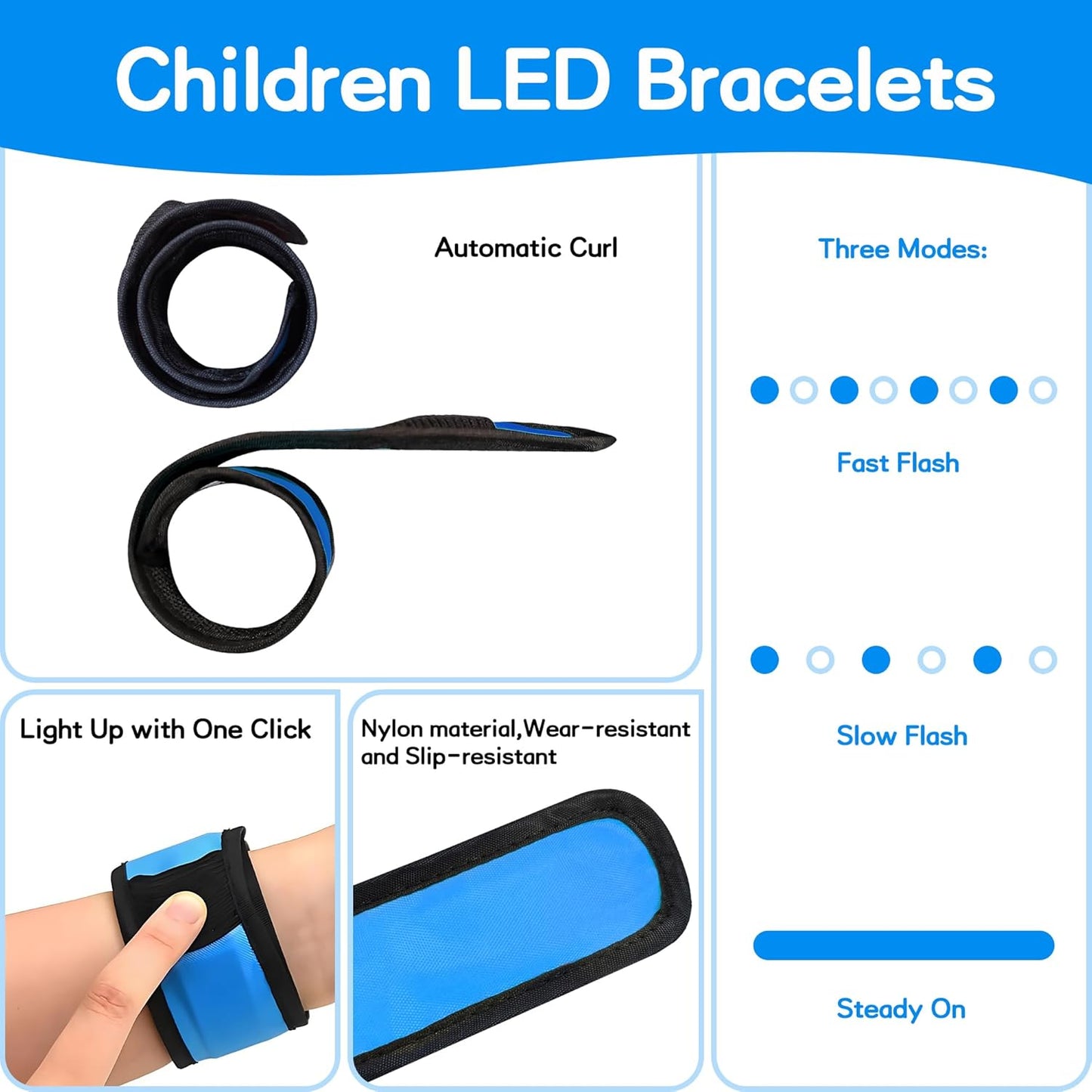 esonstyle 6 PCS LED Glow Bracelets, Night Safety Light Up Bracelets for Kids - Glow in The Dark Party Favors for Halloween, Christmas, Concerts, Festivals, Sports, Camping, Green