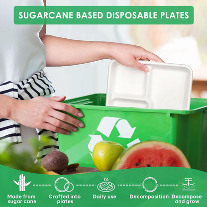 Gezond 50 Pack 14 Inch Disposable Food Trays Eco-friendly Heavy-Duty Large Paper Plates Compostable Sugarcane Platters for Crawfish Lobster Seafood Party Natural