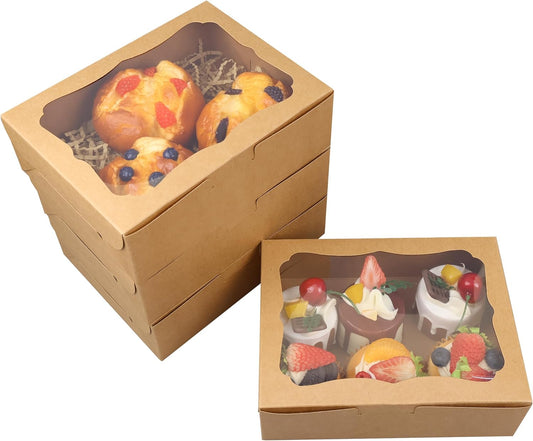 50pcs 8x5x2 Inch White Bakery Boxes Cookie Boxes with Window Treat Boxes Dessert Boxes for Cookie,Pastry,Macaron,Donut,Muffins,Chocolate,Cupcake and Candy Gift Giving
