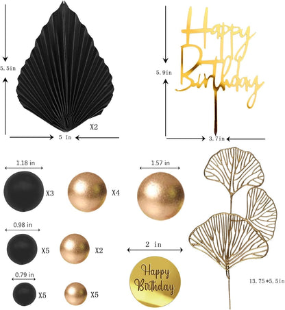 Blue White Gold Balls Cake Toppers Balls Birthday Cake Decorations for Birthday Boho Wedding Baby Shower Party Decoration (Blue White Gold)