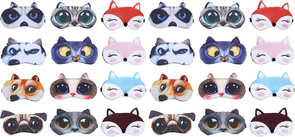 EBaokuup 12 Pack Animal Sleep Eye Mask - Soft Funny Blindfolds Sleeping Mask, Cute Cat Dog Eye Cover Eye Shade for Kids Girls Men Women Plane Travel Nap Night Sleeping