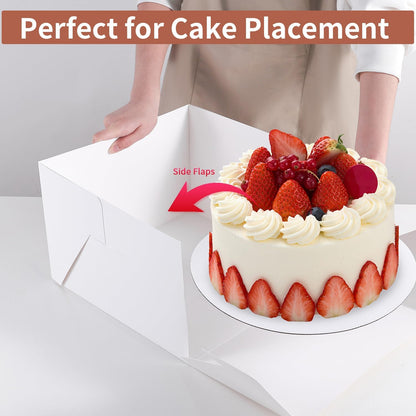 16pcs 8x8x8 Inches Cake Boxes,8pcs White Bakery Boxes with Window and 8pcs Boards,Cajas storage for 8 inch Cake box, Disposable Pie Box, Father's Day,Wedding, Birthday, Party