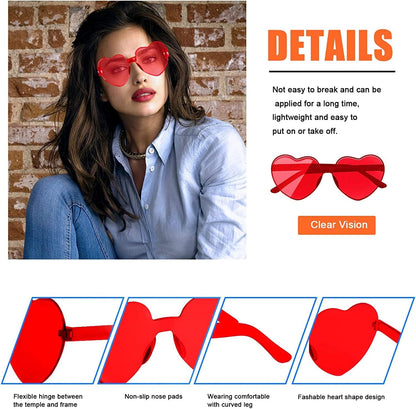 AEAHALY Heart Sunglasses for Women and Men Rimless Heart Shaped Sunglasses Bachelorette Bride Party Accessories