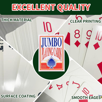 Jumbo Playing Cards, 8 x 11 Inches Giant Playing Cards for Family Game Night, Extra Large Casino Party Decoration for Adults
