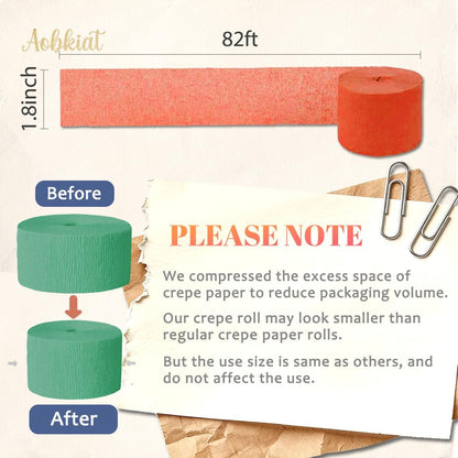 AOBKIAT Colorful Streamers Party Decorations,5 Rolls Vintage Rainbow Crepe Paper Streamers for Birthday,Candyland Theme Baby Shower,Fiesta,Wedding,Christmas,DIY Craft Crepe Paper,1.8 Inch x 82 Ft/Roll