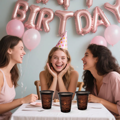 50 Pack Black Clear Plastic Cups 12 oz Disposable Drinking Cups for Wedding Black Birthday Party Supplies